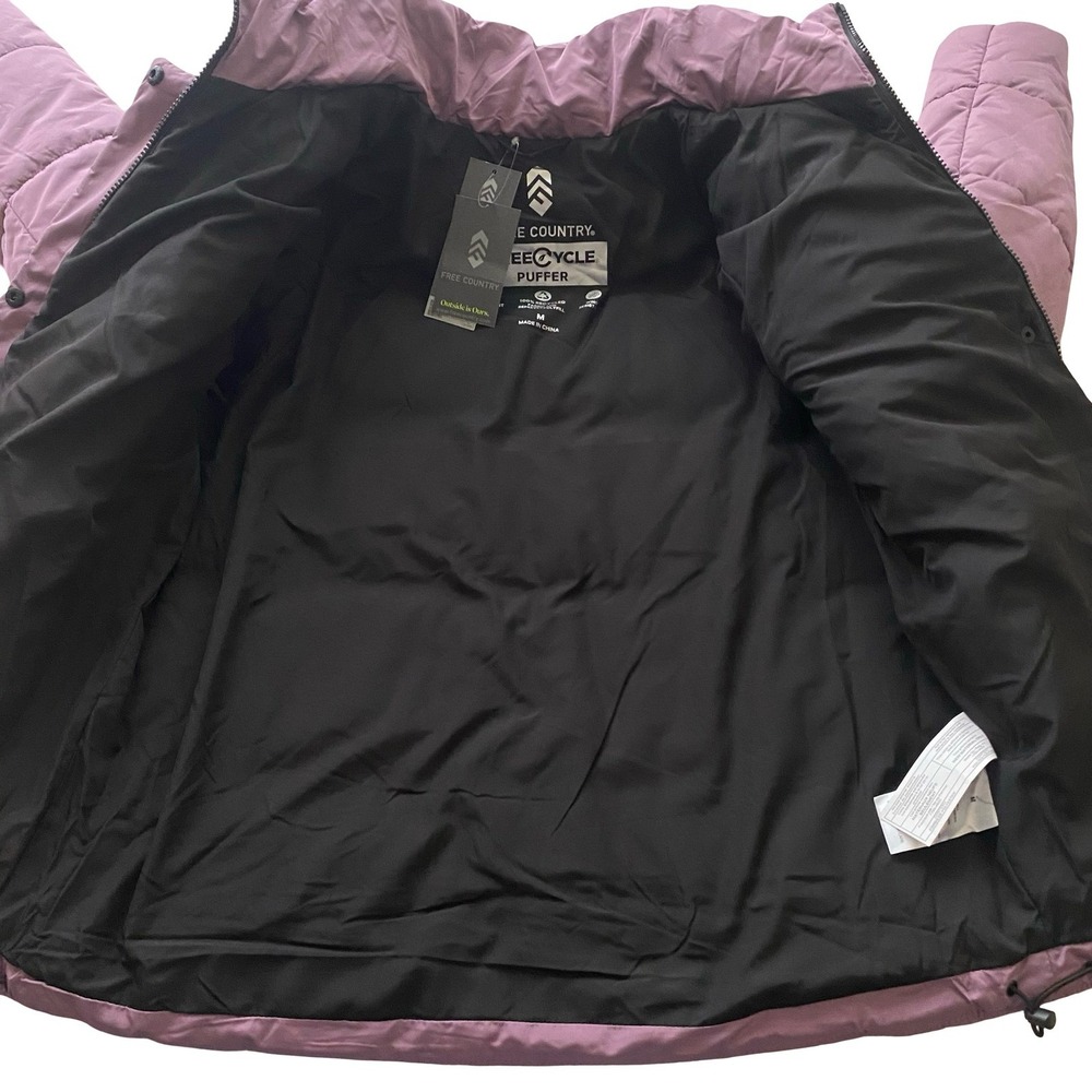 Free Country Freecycle Puffer Jacket Water Resistant Size M Purple Hoodie NWT - Picture 6 of 8